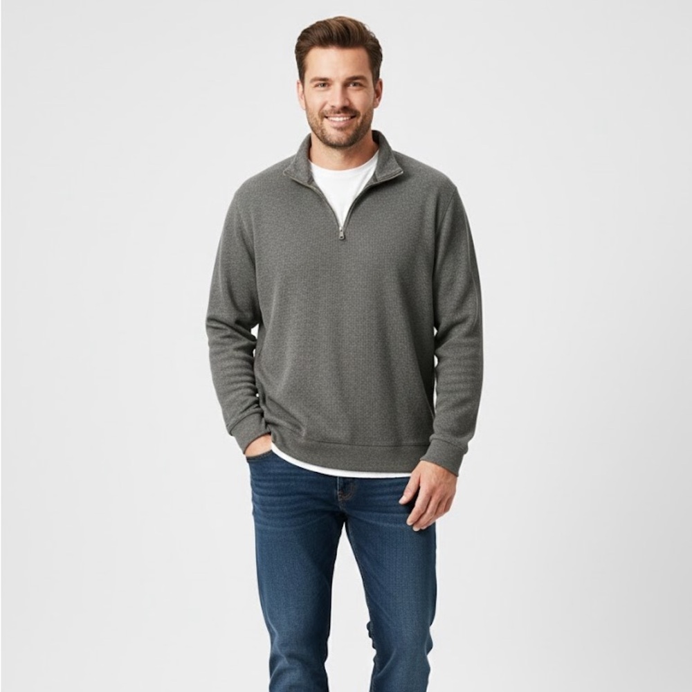 Banana Republic Men's Charcoal Zip-Up Sweater